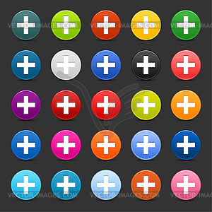 25 цветных веб 2,0 кнопки со знаком плюс - изображение в формате EPS