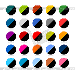 25 glossy color strip round web buttons - vector image