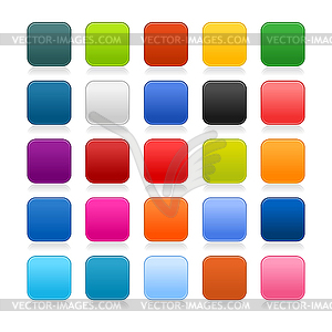 25 color square matted web buttons - vector clipart