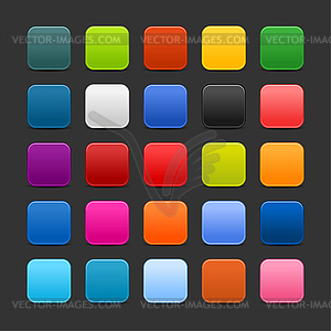 25 color square matted web buttons - vector image