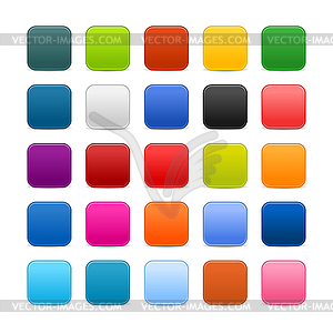 25 color square matted web buttons - vector image