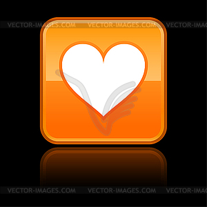 Orange rounded squares button with heart - royalty-free vector image