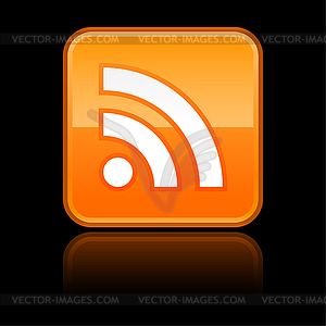 Orange glossy button with RSS symbol - vector clip art