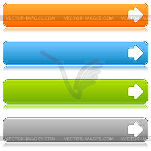 Colored glossy rectangle web bar with arrow - vector clip art