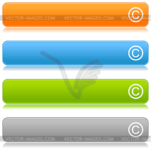 Colored glossy rectangle web bar with copyright sign - royalty-free vector clipart