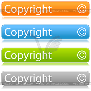 Colored glossy rectangle web bar with copyright sign - vector image