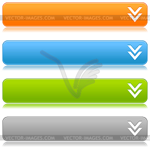 Colored glossy rectangle web bar with download sign - vector image