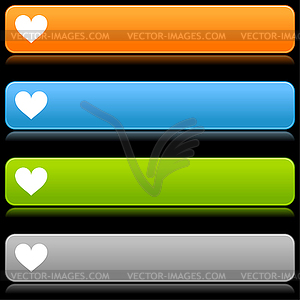 Colored glossy rectangle web bar with heart - vector clipart