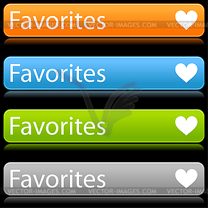Colored glossy rectangle web bar with heart - Favorites - vector image