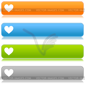 Colored glossy rectangle web bar with heart - vector clip art