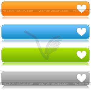 Colored glossy rectangle web bar with heart - vector clipart