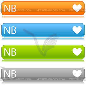Цветные глянцевые панели веб-прямоугольник с сердцем - NB - векторизованный клипарт