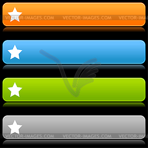 Цвет округлыми длинный кнопки со звездой - стоковый клипарт
