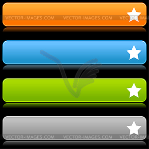 Color rounded long buttons with star - vector image