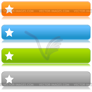 Color rounded long buttons with star - vector image