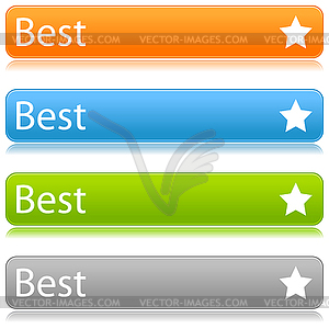Color rounded long buttons with star - Best - vector clipart