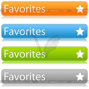 Color rounded long buttons with star - Favorites - color vector clipart