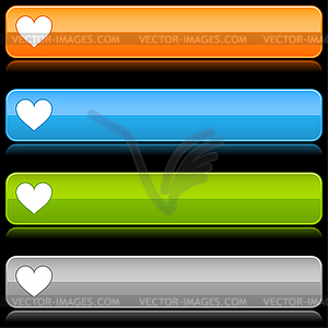 Web 2.0 длинный веб-кнопок с сердцем - векторный клипарт EPS