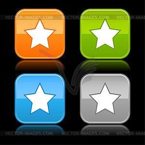 Glossy colored square buttons with star - vector clipart / vector image