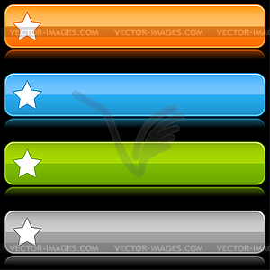 Glossy color rounded long web buttons with star - vector image