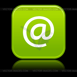 Green glossy web button with e-mail sign - vector clip art