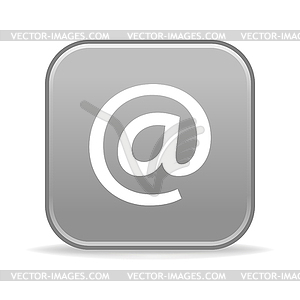 Gray glossy button with e-mail sign - vector image