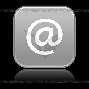 Gray glossy button with e-mail sign - vector image