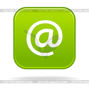 Green glossy button with e-mail sign - vector clipart