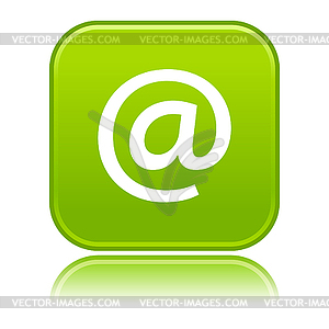 Green glossy button with e-mail sign - vector clip art