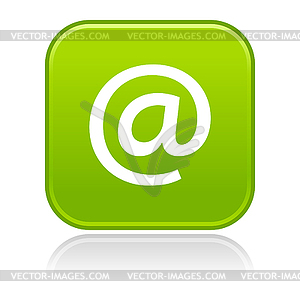 Green glossy button with e-mail sign - vector clipart