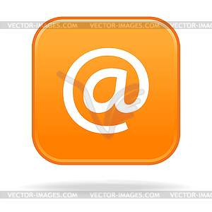 Orange glossy button with e-mail sign - vector clipart