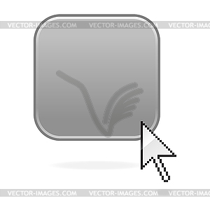 Gray simple glossy web button with cursor - vector image