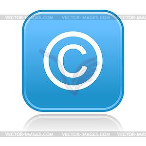 Blue glossy button with copyright symbol - vector clipart / vector image