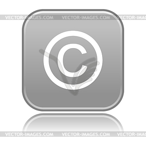 Gray glossy button with copyright symbol - white & black vector clipart