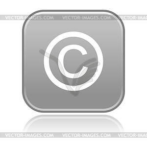 Gray glossy button with copyright symbol - vector clip art