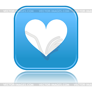 Blue glossy button with heart symbol - vector image