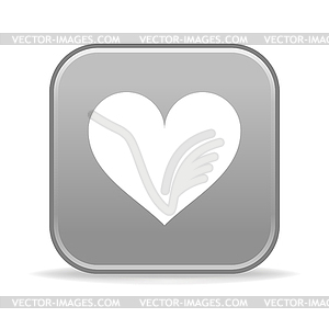 Gray glossy button with heart symbol - vector image