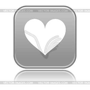 Gray glossy button with heart symbol - vector clip art