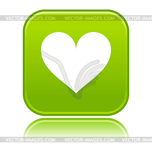 Green glossy button with heart symbol - vector clipart