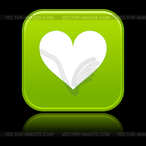 Green glossy button with heart symbol - vector clipart