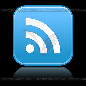 Blue web button with rss symbol - vector image