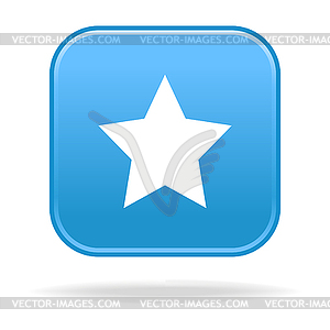 Blue glossy button with star symbol - vector clip art