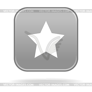 Gray glossy button with star symbol - vector clipart