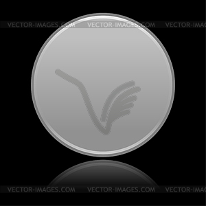 Round gray glassy blank web button - vector image