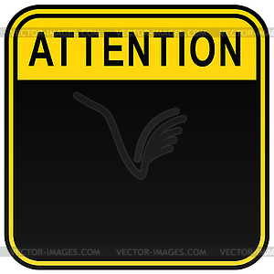 Black warning blank attention sign - vector image