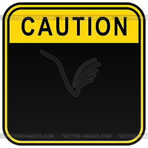 Black warning blank caution sign - vector image