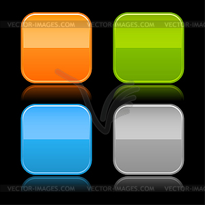 Glossy square rounded blank color buttons - vector clip art