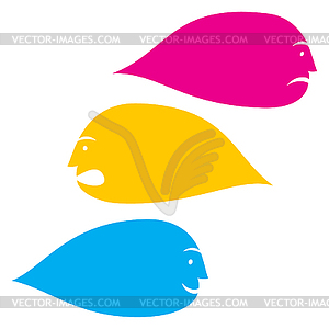 Three colored funny speech bubbles - vector image