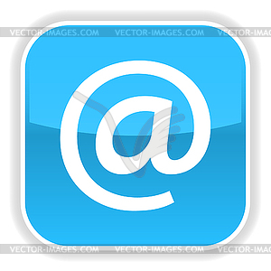 Blue glossy web 2.0 button with e-mail sign - vector clip art