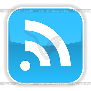 Blue glossy web 2.0 button with RSS sign - vector image